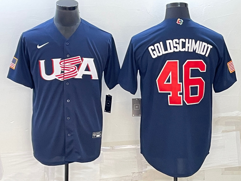 USA #46 Paul Goldschmidt 2023 Navy World Classic Stitched Jersey