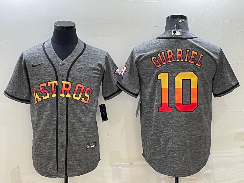 Houston Astros #10 Yuli Gurriel Grey Cool Base Stitched Jersey