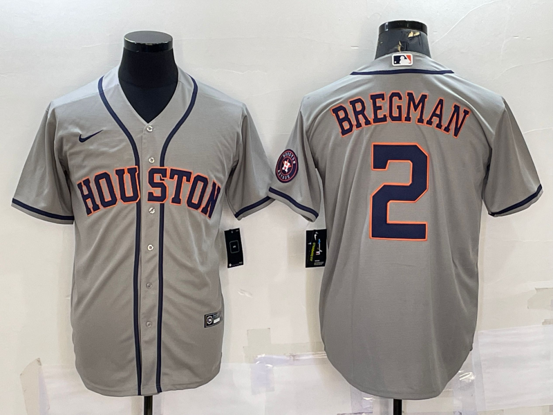 Houston Astros #2 Alex Bregman Grey With Patch Cool Base Stitched Jersey