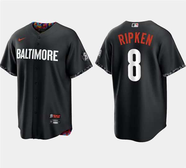 Baltimore Orioles #8 Cal Ripken Jr. Black 2023 City Connect Cool Base Stitched Jersey