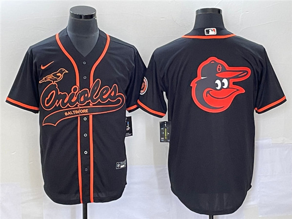 Baltimore Orioles Black Team Big Logo Cool Base Stitched Jersey
