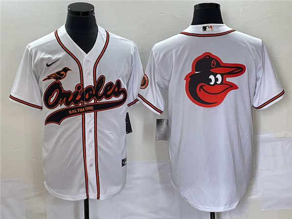 Baltimore Orioles White Team Big Logo Cool Base Stitched Jersey