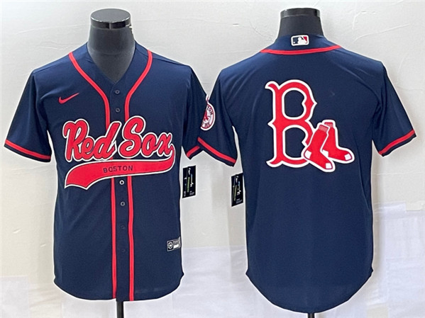 Boston Red Sox Blank Navy With Logo In Back Cool Base Stitched Jersey