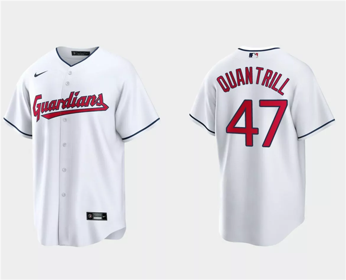 Cleveland Guardians #47 Cal Quantrill White Cool Base Stitched Jersey