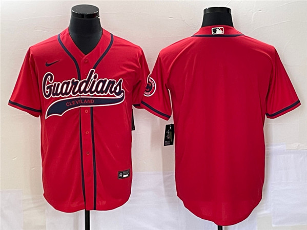 Cleveland Guardians Blank Red With Patch Cool Base Stitched Jersey