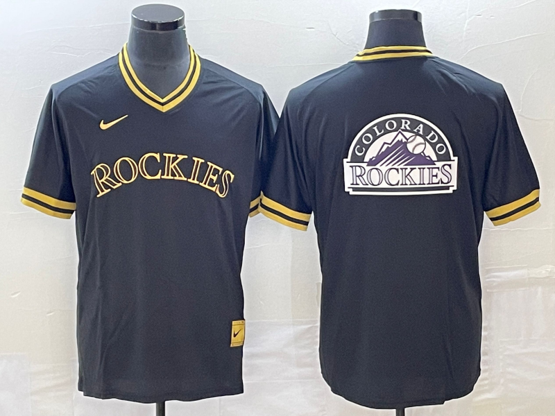 Colorado Rockies Black Team Big Logo Stitched Jersey