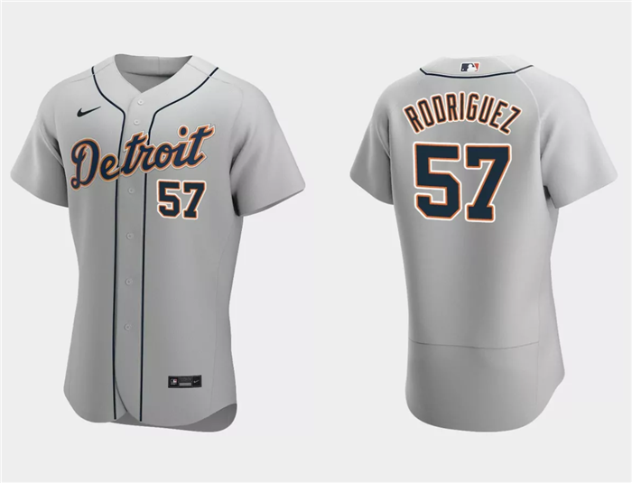 Detroit Tigers #57 Eduardo Rodriguez Gray Flex Base Stitched Jersey