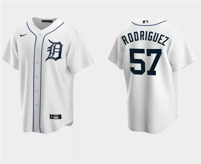 Detroit Tigers #57 Eduardo Rodriguez White Cool Base Stitched Jersey