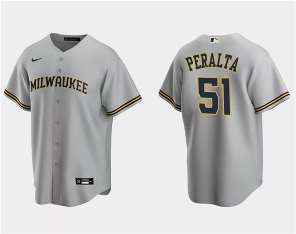 Milwaukee Brewers #51 Freddy Peralta Gray Cool Base Stitched Jersey