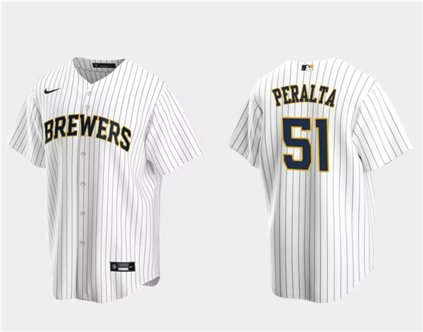 Milwaukee Brewers #51 Freddy Peralta White Cool Base Stitched Jersey