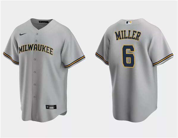 Milwaukee Brewers #6 Owen Miller Gray Cool Base Stitched Jersey