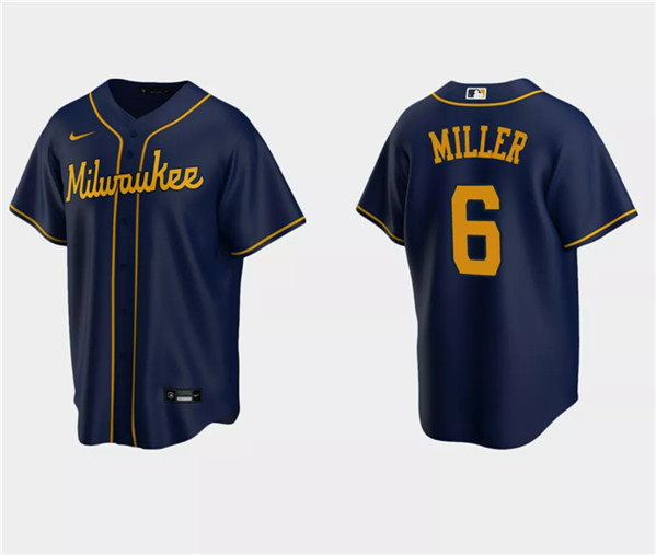 Milwaukee Brewers #6 Owen Miller Navy Cool Base Stitched Jersey
