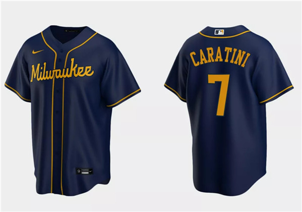 Milwaukee Brewers #7 Victor Caratini Navy Cool Base Stitched Jersey