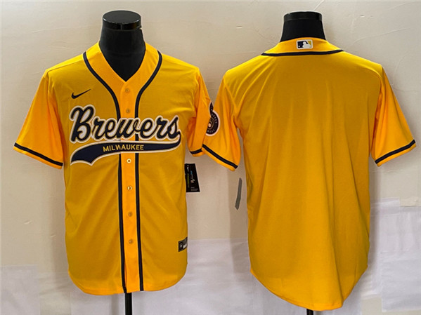 Milwaukee Brewers Blank Yellow Cool Base Stitched Jersey