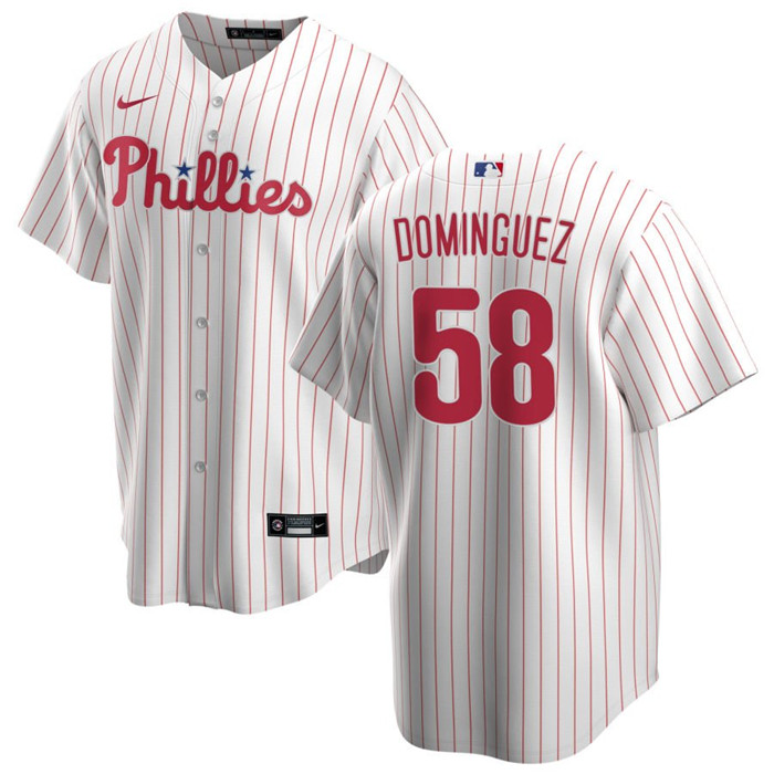 Philadelphia Phillies #58 Seranthony Domínguez White Cool Base Stitched Jersey