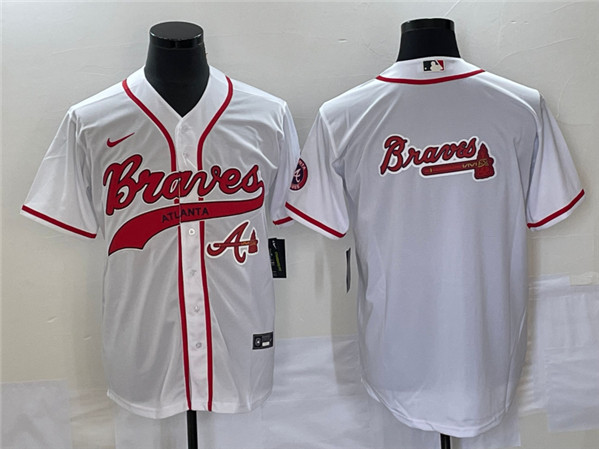 Atlanta Braves White Team Big Logo Cool Base With Patch Stitched Jersey