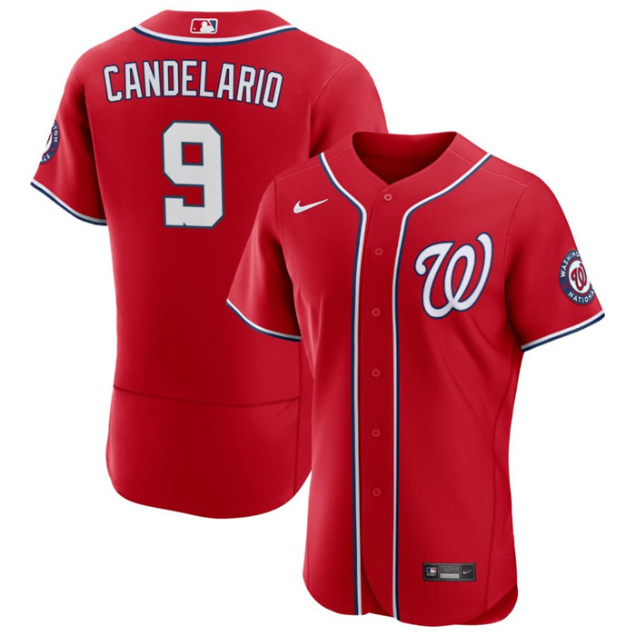 Washington Nationals #9 Jeimer Candelario Red Flex Base Stitched Jersey