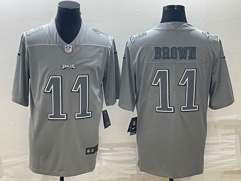 Philadelphia Eagles #11 A.J. Brown Gray Atmosphere Fashion Stitched Jersey