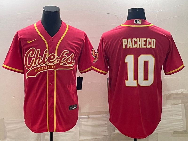 Kansas City Chiefs #10 Isiah Pacheco Red With Patch Cool Base Stitched Baseball Jersey