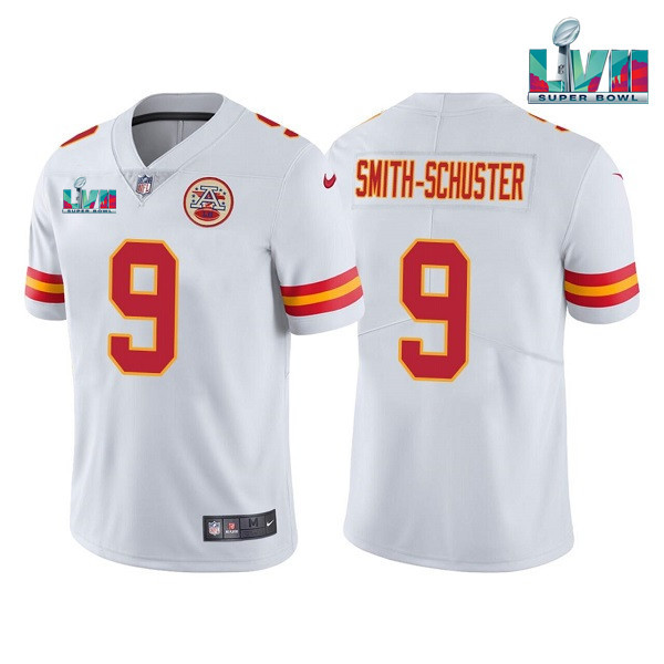  Kansas City Chiefs #9 JuJu Smith-Schuster White Super Bowl LVII Patch Vapor Untouchable Limited Stitched Jersey