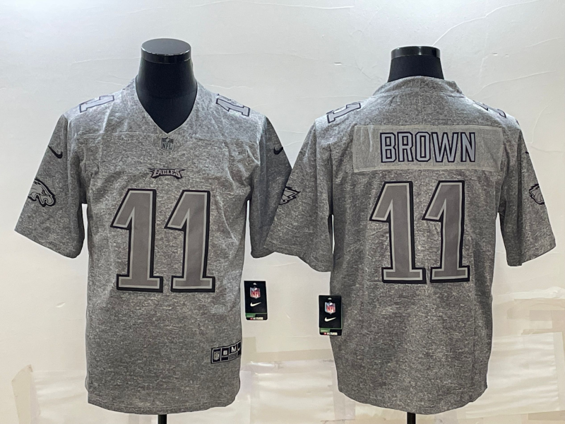 Philadelphia Eagles #11 A. J. Brown Grey Stitched Jersey