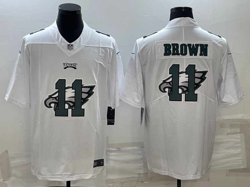 Philadelphia Eagles #11 A. J. Brown White Shadow Logo Limited Stitched Jersey