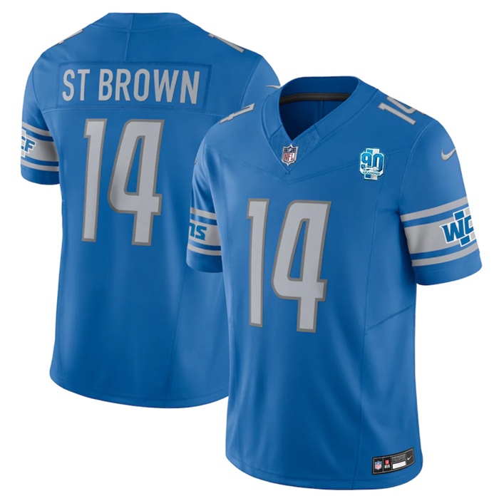 Detroit Lions #14 Amon-Ra St. Brown Blue 2023 F.U.S.E. 90th Anniversary Vapor Untouchable Limited Stitched Jersey