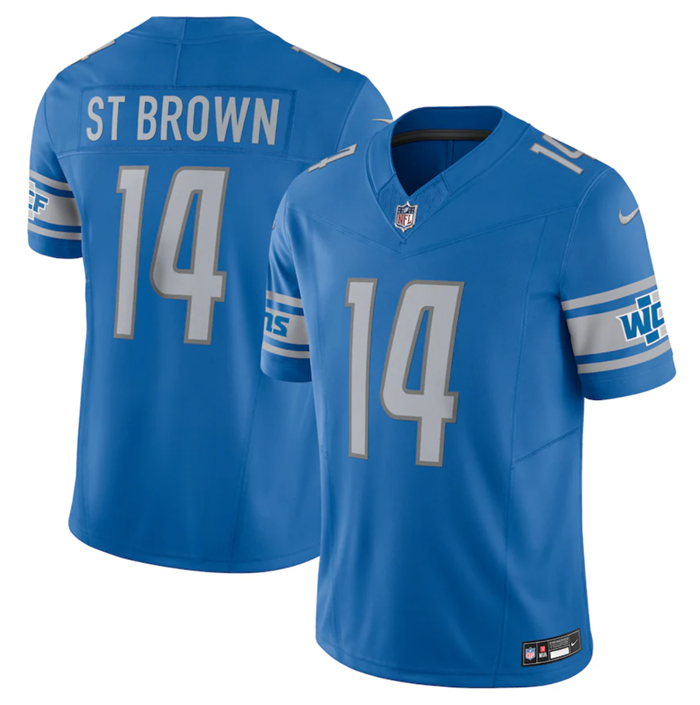 Detroit Lions #14 Amon-Ra St. Brown Blue 2023 F.U.S.E. Vapor Untouchable Limited Stitched Jersey