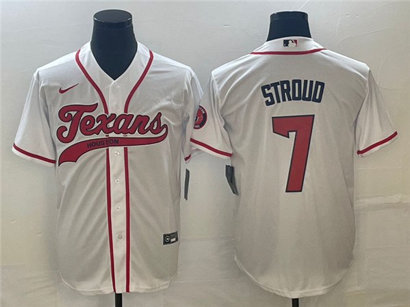 Houston Texans #7 C.J. Stroud White With Patch Cool Base Stitched Jersey