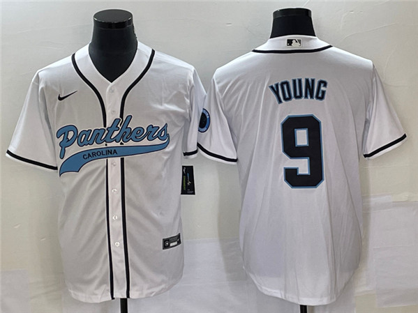 Carolina Panthers #9 Bryce Young White With Patch Cool Base Stitched Jersey