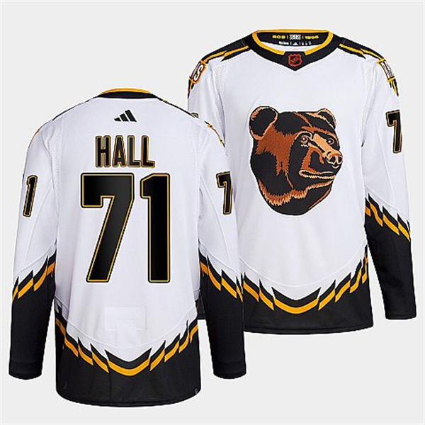 Boston Bruins #71 Taylor Hall White 2022-23 Reverse Retro Stitched Jersey