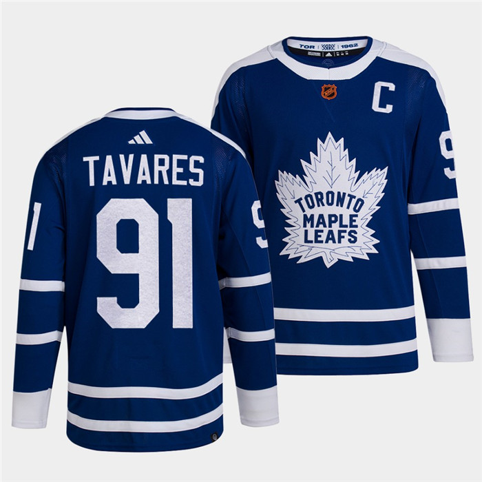 Toronto Maple Leafs #91 John Tavares Blue 2022-23 Reverse Retro Stitched Jersey