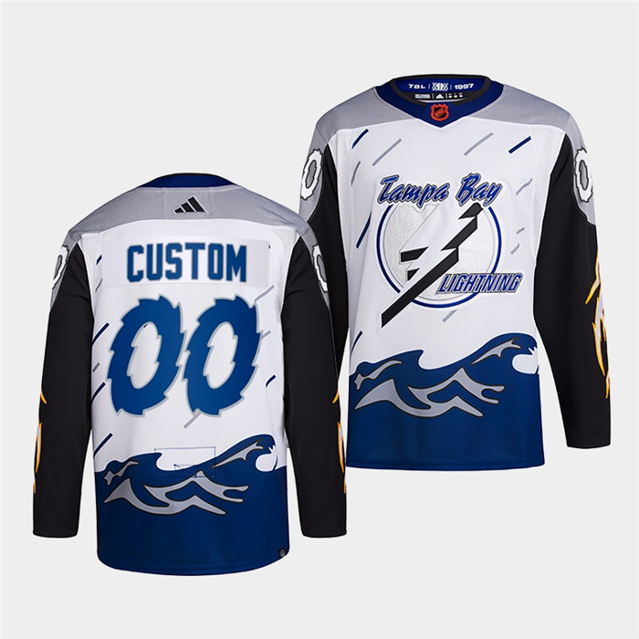 Tampa Bay Lightning Custom White 2022-23 Reverse Retro Stitched Jersey