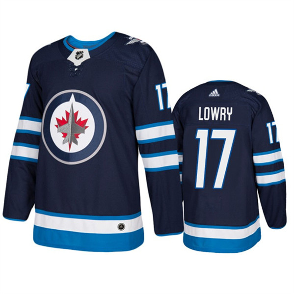 Winnipeg Jets #17 Adam Lowry Navy Stitched Jersey