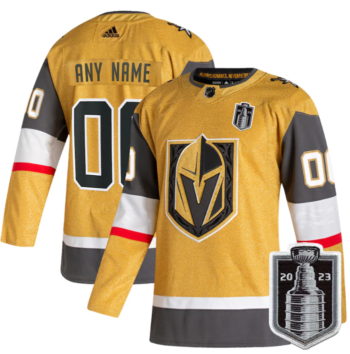 Vegas Golden Knights Custom Gold 2023 Stanley Cup Final Stitched Jersey