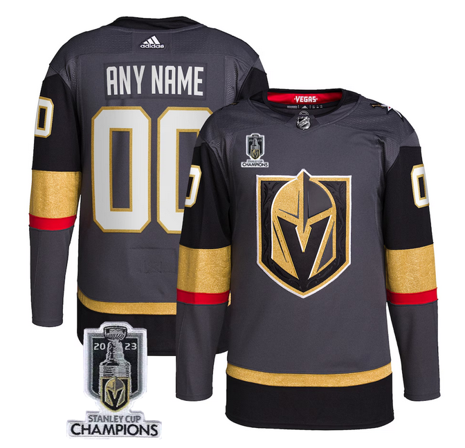 Vegas Golden Knights Custom Gray 2023 Stanley Cup Champions Stitched Jersey