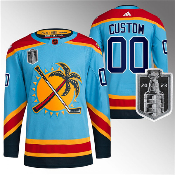 Florida Panthers Custom Blue 2023 Stanley Cup Final Reverse Retro Stitched Jersey