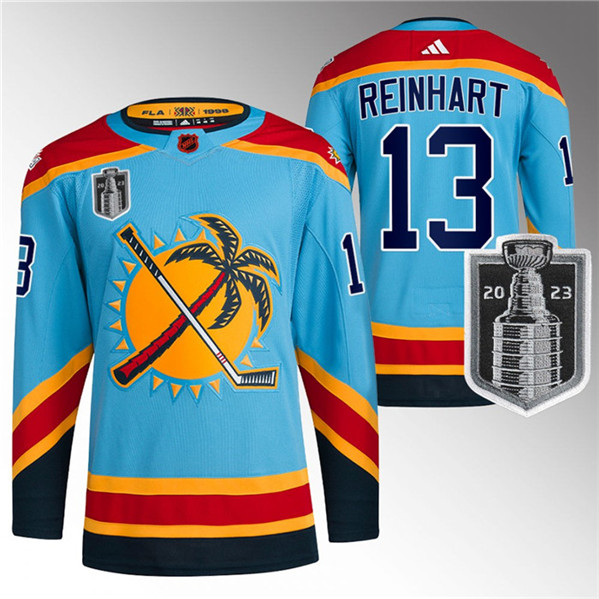 Florida Panthers #13 Sam Reinhart Blue 2023 Stanley Cup Final Reverse Retro Stitched Jersey