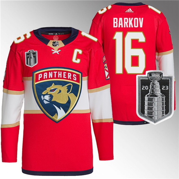 Florida Panthers #16 Aleksander Barkov Red 2023 Stanley Cup Final Stitched Jersey